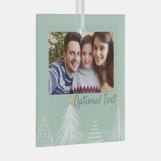 Sage green Modern Kerstbomen Foto Glas Ornament (Voorkant Rechts)