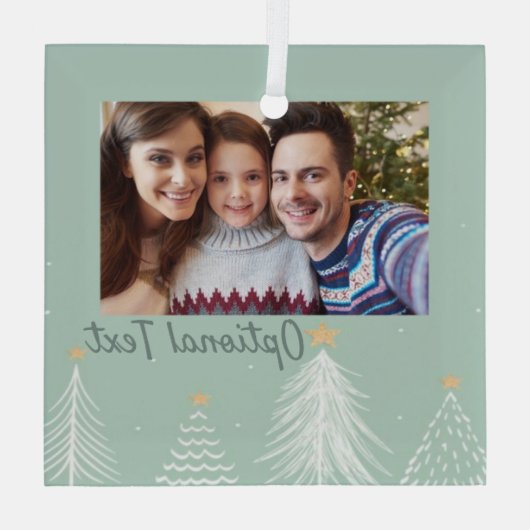Sage green Modern Kerstbomen Foto Glas Ornament (Achterkant)