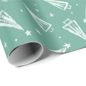 Sage Green Modern Kerstboom Patroon Cadeaupapier (Rol Hoek)