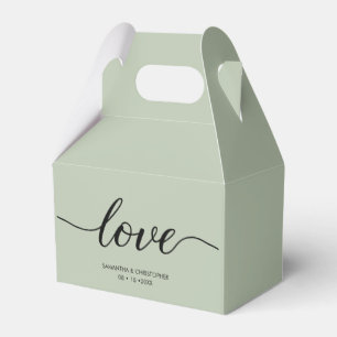 Sage Green Modern Love Script Weddenschap Bedankt Bedankdoosjes
