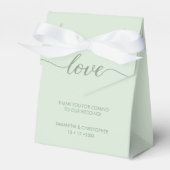 Sage Green Modern Love Script Weddenschap Custom Bedankdoosjes (Voorkant Zijde)
