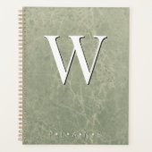 Sage Green Modern Marble Monogram Planner (Voorkant)