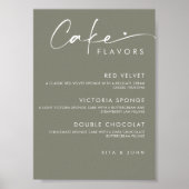 Sage Green Modern Menu Taart Trouwtaart Teken Poster (Voorkant)