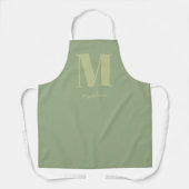 Sage Green Modern Minimal Monogram Initiaal Naam Schort (Voorkant)