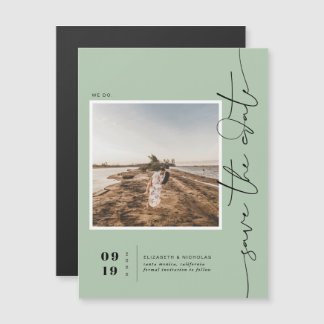 Sage Green | Modern Minimal Save the Date Foto Magnetische Uitnodiging