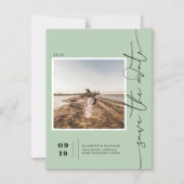 Sage Green | Modern Minimal Save the Date Foto Magnetische Uitnodiging (Voorkant)