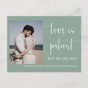Sage Green Modern Minimal Script Photo Elopement Briefkaart