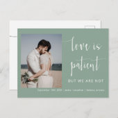Sage Green Modern Minimal Script Photo Elopement Briefkaart (Voorkant / Achterkant)