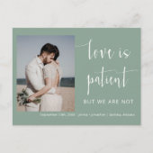 Sage Green Modern Minimal Script Photo Elopement Briefkaart (Voorkant)