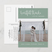 Sage Green Modern Minimal Weddenschap Foto bedankt Briefkaart (Voorkant / Achterkant)