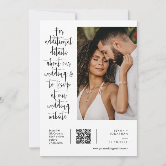 Sage Green Modern Minimal Wedding QR Code Foto Kaart (Achterkant)