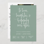 Sage Green Modern Minimal Wedding QR Code Foto Kaart (Voorkant / Achterkant)