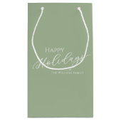 Sage Green Modern Minimalist Happy Holidays Klein Cadeauzakje (Achterkant)
