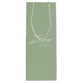 Sage Green Modern Minimalist Happy Holidays Wijn Cadeautas (Achterkant)