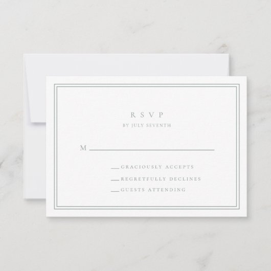 Sage Green Modern Minimalist I Wedding RSVP Kaart (Voorkant)