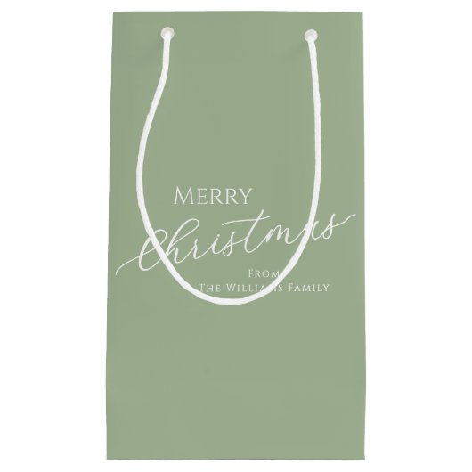 Sage Green Modern Minimalist Merry Christmas Klein Cadeauzakje (Voorkant)