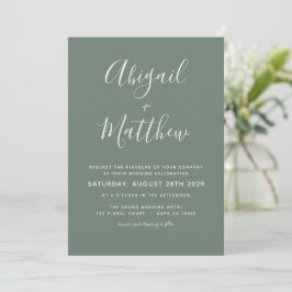Sage Green Modern Minimalist Photo Wedding Kaart