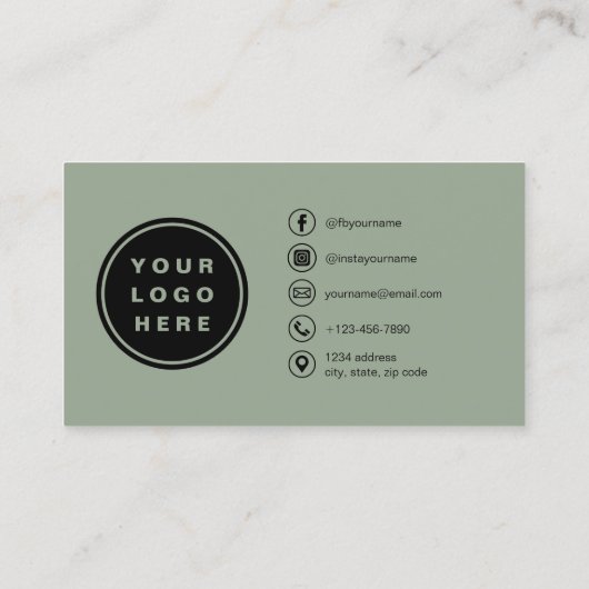 Sage Green Modern Minimalist Photo with QR Code Visitekaartje (Achterkant)