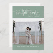 Sage Green Modern Minimalist Weddenschap Foto Flat Bedankkaart (Voorkant / Achterkant)