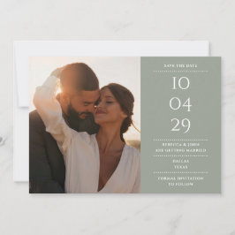 Sage Green Modern Minimalist Weddenschap Foto Save The Date