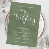 Sage Green Modern Minimalist Wedding Kaart