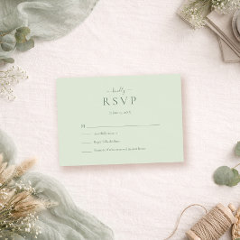 Sage Green Modern Minimalist Wedding RSVP Card Kaartje