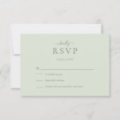 Sage Green Modern Minimalist Wedding RSVP Card Kaartje (Voorkant)