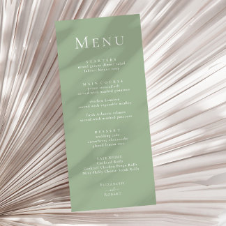 Sage Green Modern minimalistisch huwelijksmenu Menu