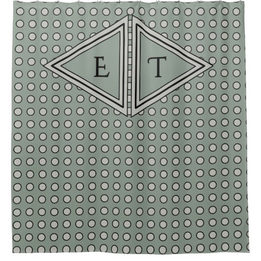 Sage Green Modern Monogram Decor Douchegordijn (Voorkant)