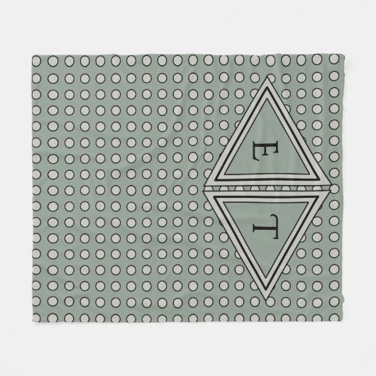 Sage Green Modern Monogram Decor Fleece Deken (Voorkant (Horizontaal))