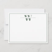 Sage Green Modern Monogram Koppel Stationery Notitiekaartje (Voorkant)
