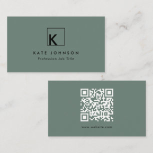 Sage Green Modern Monogram Logo Minimal Visitekaartje