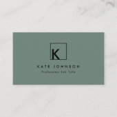 Sage Green Modern Monogram Logo Minimal Visitekaartje (Voorkant)