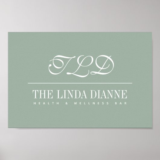 Sage Green Modern Monogram Name Business Poster (Voorkant)