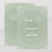 Sage Green Modern Monogram Weddenschap Bedankkaart (Voorkant / Achterkant)