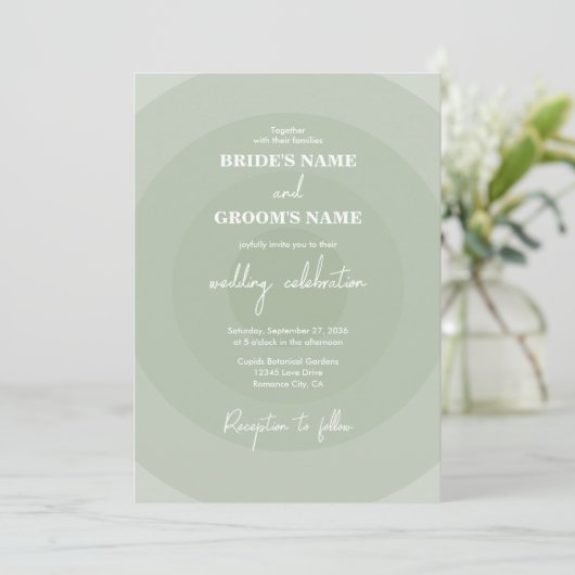 Sage Green Modern Monogram Weddenschap Kaart (Staand voorkant)