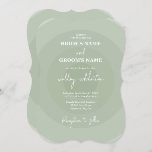 Sage Green Modern Monogram Weddenschap Kaart (Voorkant / Achterkant)