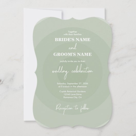 Sage Green Modern Monogram Weddenschap Kaart (Voorkant)