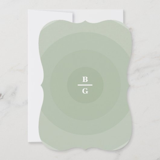 Sage Green Modern Monogram Weddenschap Kaart (Achterkant)