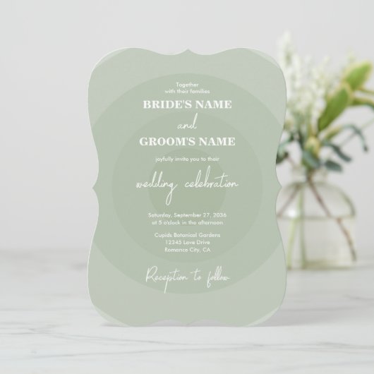 Sage Green Modern Monogram Weddenschap Kaart (Staand voorkant)