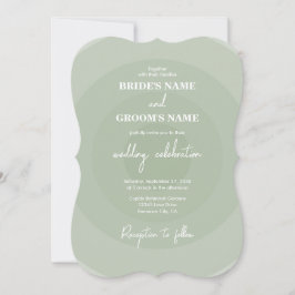 Sage Green Modern Monogram Weddenschap Kaart