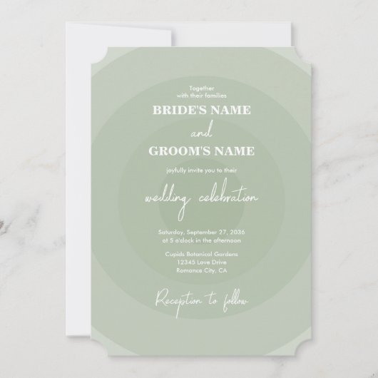Sage Green Modern Monogram Weddenschap Kaart (Voorkant)