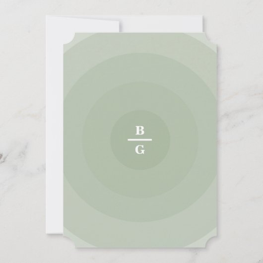 Sage Green Modern Monogram Weddenschap Kaart (Achterkant)