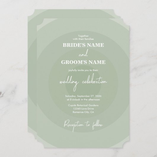 Sage Green Modern Monogram Weddenschap Kaart (Voorkant / Achterkant)