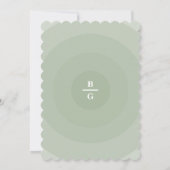 Sage Green Modern Monogram Weddenschap Kaart (Achterkant)
