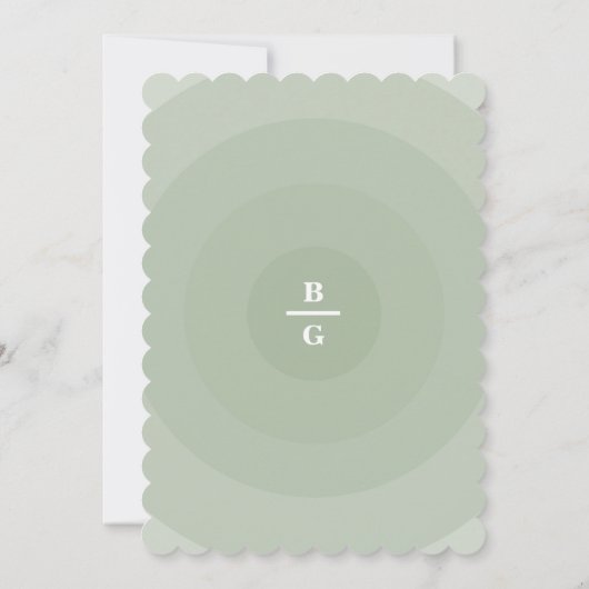 Sage Green Modern Monogram Weddenschap Kaart (Achterkant)