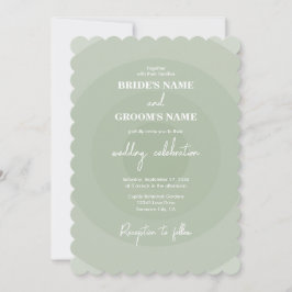 Sage Green Modern Monogram Weddenschap Kaart