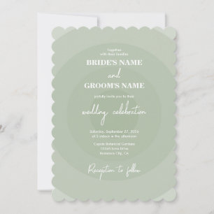 Sage Green Modern Monogram Weddenschap Kaart