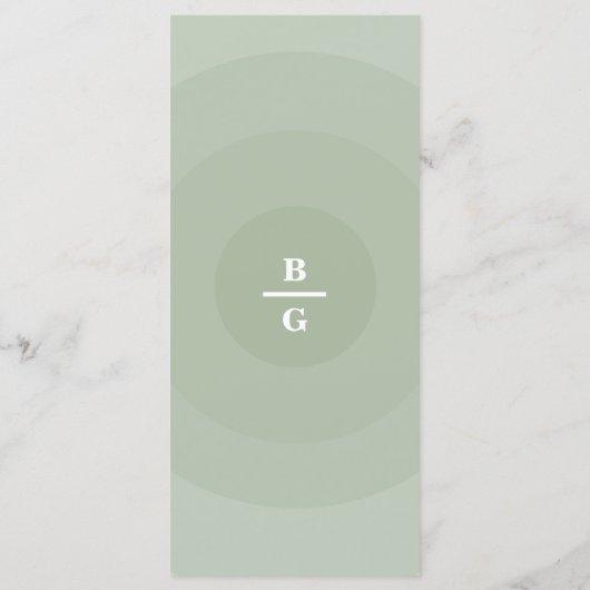Sage Green Modern Monogram Weddenschap Menu (Achterkant)