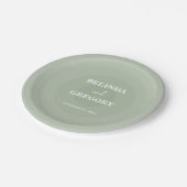 Sage Green Modern Monogram Weddenschap Papieren Bordje (Gekanteld)